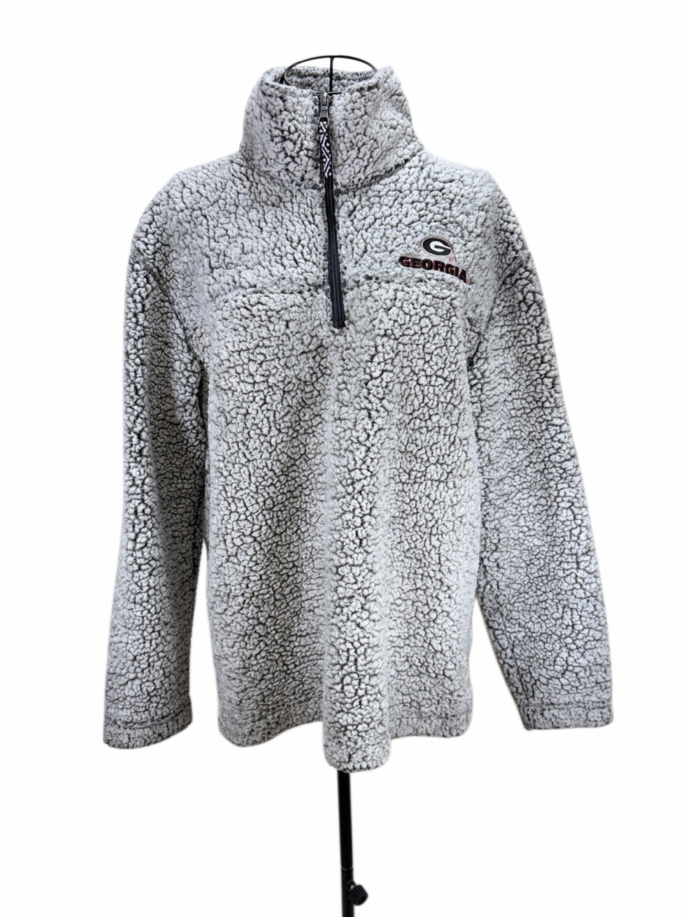 boxercraft Gray Sherpa Quarter-Zip Pullover with Georgia Logo